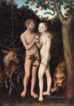 Desnudo Painting - Adán y Eva 1533 religioso Lucas Cranach el Viejo desnudo